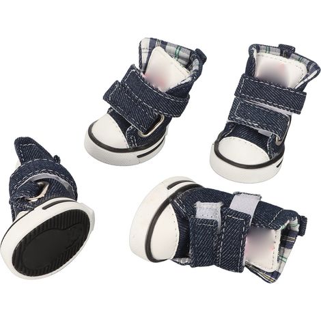 Chaussures en toile pour chiot, 4 pièces, élégantes et mignonnes, antidérapantes, respirantes et confortables, protection des pattes des animaux de compagnie, pour petits chiens, 3 (1/5)
