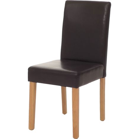 Sedia Littau ecopelle soggiorno cucina sala da pranzo 43x56x90cm marrone piedi chiari
