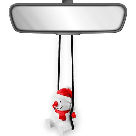Handgeschnitztes Holz Schneemann Auto Hängeornament mit Schaukel (1/5)
