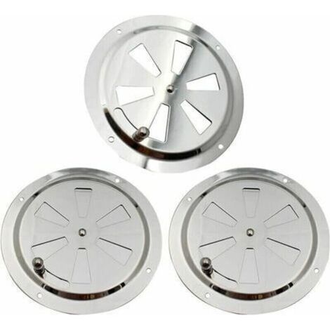 3 Pièces Grille de Ventilation Ronde, Rosette de Ventilation en Acier Inoxydable Grille d'Aération 125 mm, Ouverture d'Aération Réglable Ventilateur à Branchies, pour Fumeurs, Camping-Cars