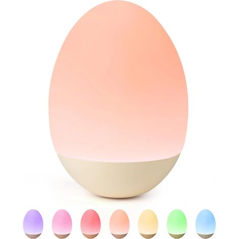 Veilleuse Œuf Bébé Rechargeable, Tactile, Dimmable, Lumière Chaude et RGB, Chambre d’Enfant (1/5)