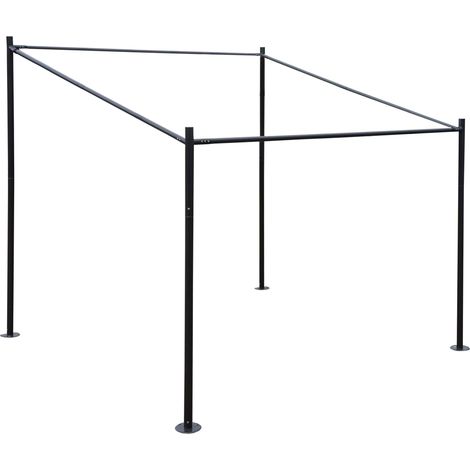 Pergola-Gestell HHG-897, Anbaupergola Garten Pavillon Terrassenüberdachung Gestänge, Stahl 3x3m