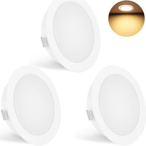 Spot LED Encastrable 230V 3W 3000K IP44 Spotsplafond 55-58mm 3PCS Blanc 300LM LED Spots Extra Plat 15mm Blanc Chaud pour Cuisine Salon Chambre Meubles (1/5)