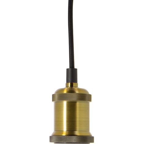 Douille suspension - Suspension ampoule - fil Électrique pour suspension - Ampoule prise electrique - Suspension à douille dorée - Style vintage (1/5)