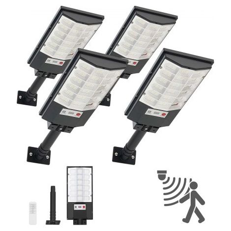 Farolas Solares para Exteriores de 500 W, 50 000 LM, Iluminación de Seguridad LED con Sensor de Movimiento, IP65, Resistente al Agua, Ideal para Patios, Calles, Entradas de Vehículos, 4 uds (1/5)