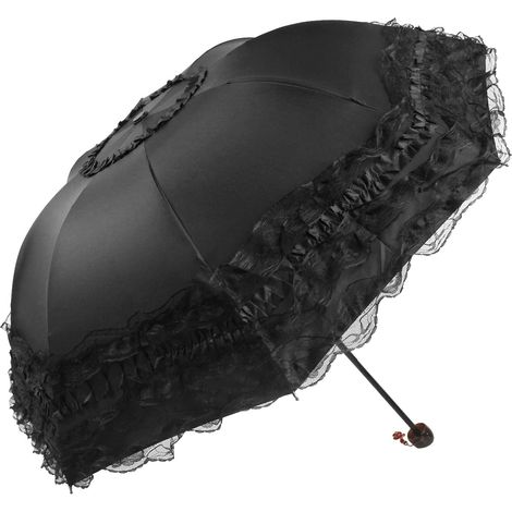 Prinzessin spitze vintage spitze uv parasol plier 3d fleur stickerei parapluie 3 plier noir regentage, snowtage, sonnentage à disposition (1/5)