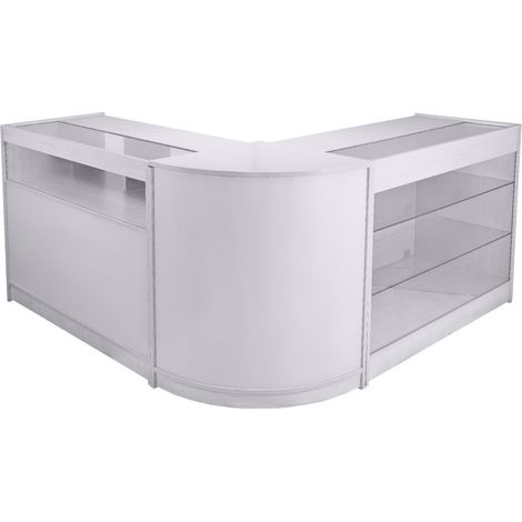 3 Mostradores Recepcion Blanco Curvo Mesas Recepción Esquina Rinconera Mostradores Esquinero Tienda Peluquería Oficina Peluqueria Barberia Barbero Profesional Comercial Counter for Shop (Set Taurus)