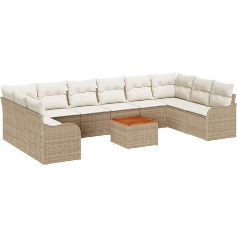 Maison Exclusive - Gartensofa-set mit Speicher 10 pcs Beige und C