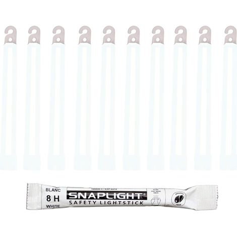 Cyalume Bastoncini Luminosi Bianco SnapLight Glow Sticks 15 cm - 6 Inch Light Stick ultra-luminoso con una durata da 8 Ore (Scatola da 10 pezzi)