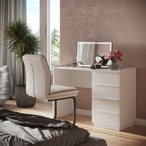 Mesa de maquillaje Viktoria, Blanco, 110 cm con 4 cajones, Vicco (1/5)