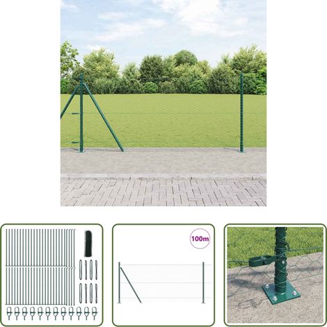 vidaXL Sécurité extérieure - Poteau de clôture. Vert 100 x 0,8 m (maillage de 36 mm) (1/5)