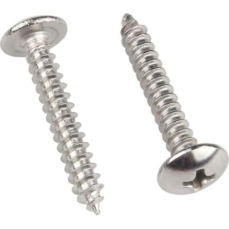 Vis à bois inoxydable 304 M4 × 25 mm, tête ronde cruciforme, auto-taraudeuse, lot de 40 pièces (1/3)