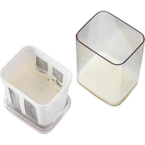Filtre à yaourt avec sac filtrant à mailles extra fines, couvercle transparent, passoire multifonction pour fromage (1/5)