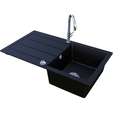 Évier EVISTONE avec 1 bac + égouttoir 86cm - Nero (1/2)