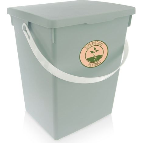 Práctica caja de almacenamiento verde de 5,5 l con tapa plegable y asa
