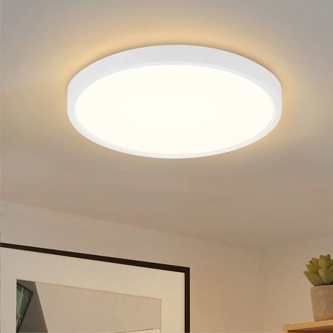 GBLY LED Deckenleuchte Flach Rund - Deckenlampe Weiß Modern 3000K Warmweiß Badlampe 22CM IP44 Wasserfest für Flur Balkon Wohnzimmer Badezimmer Schlafzimmer Küche