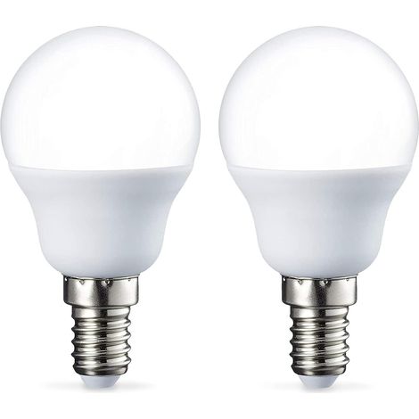 Packung mit 2 kleinen runden LED-Lampen P45, Edison-Schraubsockel E14, 5 W (entspricht 40 W), warmweiß, nicht dimmbar