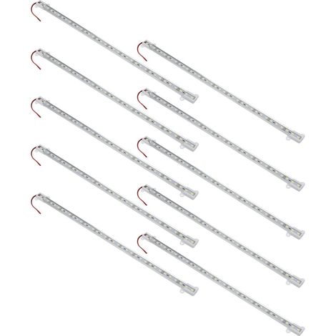 10 tiras de luces LED rígidas blancas de aluminio de 50 cm, 12 V y 36 LED SMD 5050