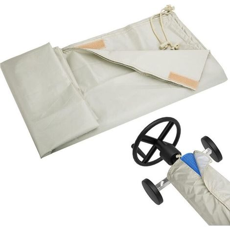 Bâche de protection pour piscine, beige, 6,1 m (610 × 96 cm), tissu en polyester tafta avec revêtement argenté, densité 190 T, résistante aux UV et imperméable, type Oxford, rouleau unique (1/5)