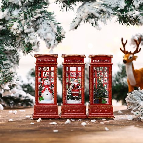Ornement De Noël - Cabine Téléphonique En Forme De Père Noël - Lumineux - En Plastique - Pour Décoration Intérieure - 1 Pièce (1/5)
