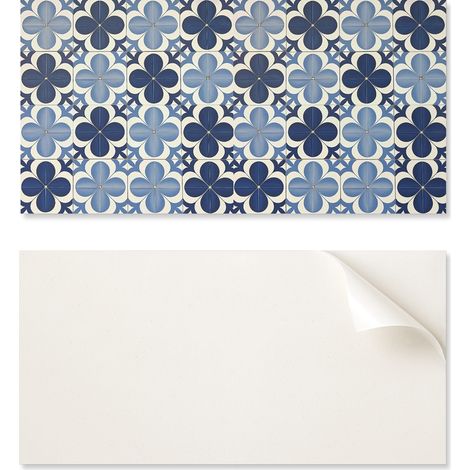 Panel de vinilo autoadhesivo con estampado para ba帽o, 100x50 cm, dise帽o geom茅trico floral.
