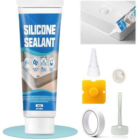 Joint Silicone Blanc Salle de Bain, Silicone Blanc, Forte adhérence, 150ML (1/5)