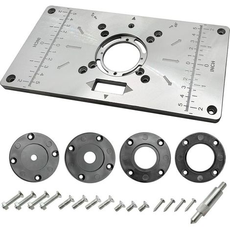 Plaque D'insertion Pour Table De Toupie En Aluminium Pour Bancs De Travail Du Bois, Routeur, Outils En Bois, Machine De Fraisage Avec Anneaux (Noir)