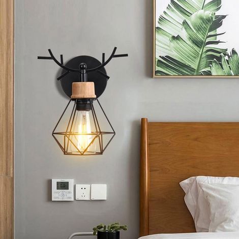 Applique idéale d'intérieur murale E27, rotative à 360°, rétro pour un couloir ou un salon (sans ampoule) (1/5)