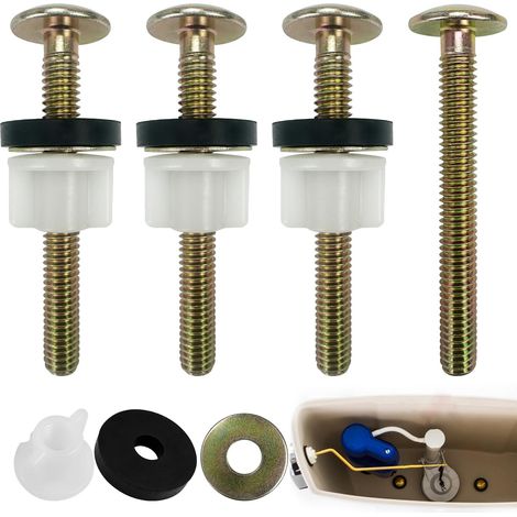 Lot de 4 Fixation d'abattant WC avec avec Écrous en Plastique et Rondelles Métalliques,Longueur 74mm (1/4)