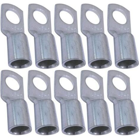 Lot de 10 Cosses Electriques à Oeillet Tubulaire - Oeil - Ø8mm - Non Isolées - pour Conducteur 25mm² - Connecteur de Fil Electrique - Serrage - Couleur Argent NPTERBL (1/3)