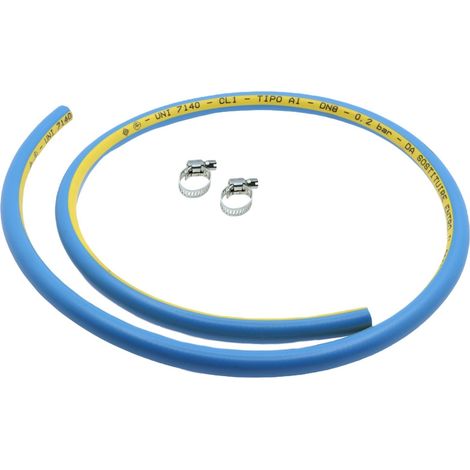 Tubo gas con fascette certificato per piani cottura e stufe a gas GPL 1 metro