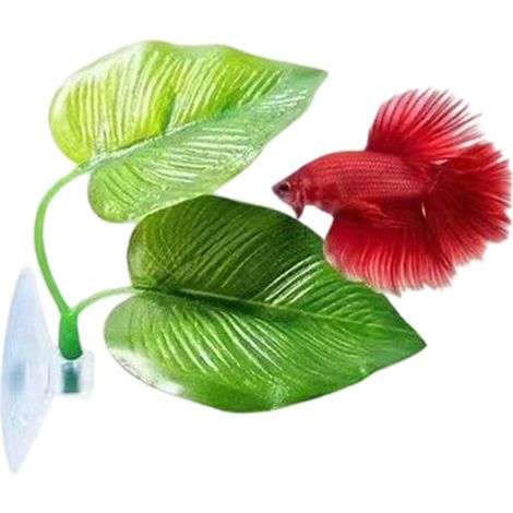 Feuille artificielle pour aquarium, accessoires de décoration, support pour poisson betta avec ventouse puissante
