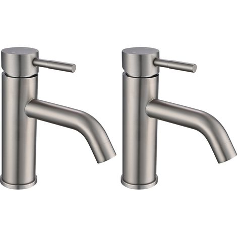 Rubinetto miscelatore meccanico arrotondato in inox Colore nichel spazzolato H17 cm - Lotto di 2 - SALAVAN