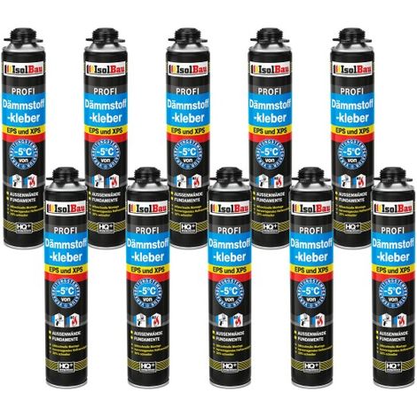 IsolBau Mousse adhésive pour polystyrène XPS EPS Dämmstoffkleber 10 x 750 ml (1/5)