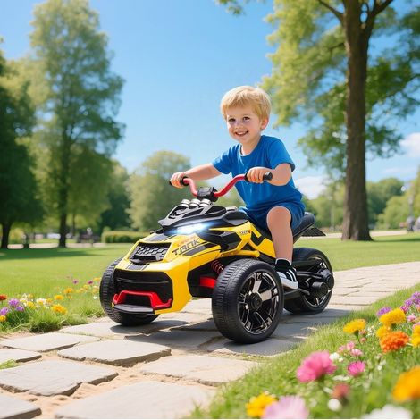 Quad eléctrico infantil de 2 velocidades con LED y MP3, amarillo, 3-8 años DESVIAE (1/5)
