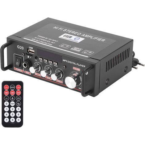 Amplificateur de puissance 2 canaux, mini chaîne numérique Bluetooth USB/FM, avec télécommande, prise UE 220V