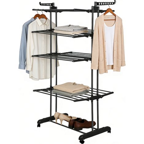 Séchoir à Linge étendoir Pliable Ailes latérales sur 4 Niveaux 175cm (1/5)