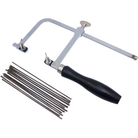 Adjustable jewelry saw frame with 144 assorted blades for jewelry making and woodworking
