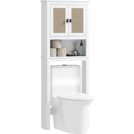 Armoire, réglable, en rotin, blanc, 60 x 19,5 x 160 cm, pour maison et usage quotidien, rangement optimisé, format pratique
