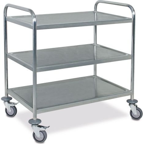 BRB Chariot de service en acier inoxydable, 3 étages, L x l x H 860 x 540 x 940 mm, capacité de charge 60 kg (1/2)