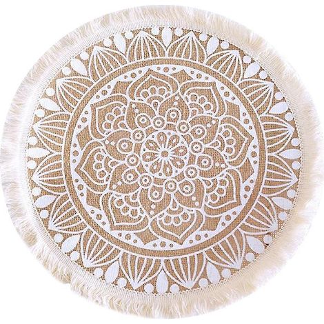 Dessous de verre en macramé, napperon en dentelle brodée de fleurs, dessous d'assiette, décoration intérieure, sets de table pour la fête des mères-38X38X1CM-Khaki