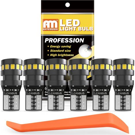 T10 W5W LED CANBUS Bulbs 12V 6000K White 194 501 168 2825 18-SMD 2015 Chipset Wedge Car Interior Dome Door Courtesy Boot License Plate Lights, 6pcs (1/5)