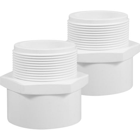 Lot de 2 raccords de tuyauterie en PVC blanc, filetage mâle NPT, adaptateur et connecteur pour tuyauterie PVC, raccord de 60,3 mm. (1/5)