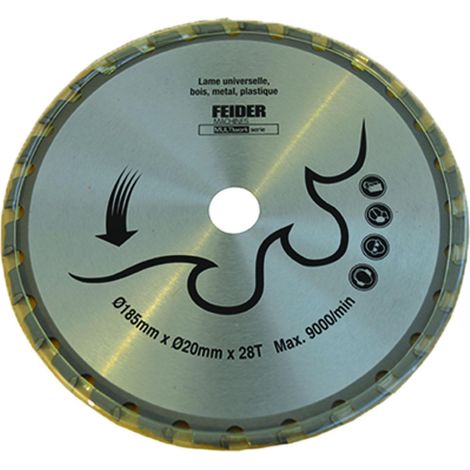 Lame Universelle - Disque de Coupe pour Scie Circulaire, Lame Circulaire Dentelée - Acier - 285x20mm - 9000 Tr/min Maximum - 24 Dents - Coupe Bois, Métal, PVC - Coupe Rapide et Douce (1/3)
