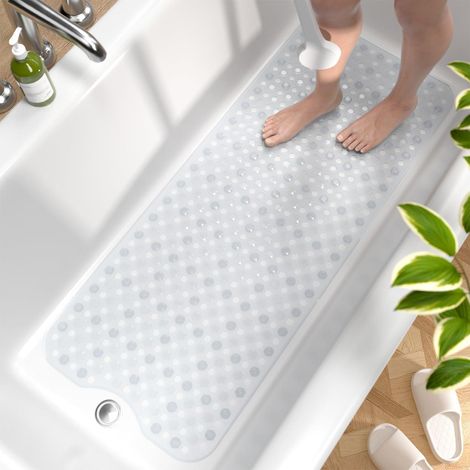 Badewannenmatte rutschfest 101x40cm, BPA-frei, maschinenwaschbar, transparent (1/5)