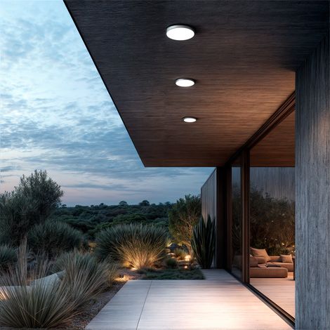 LED-Deckenleuchte Aussen 24W Rund Ø220 mm Dimmbar Grau