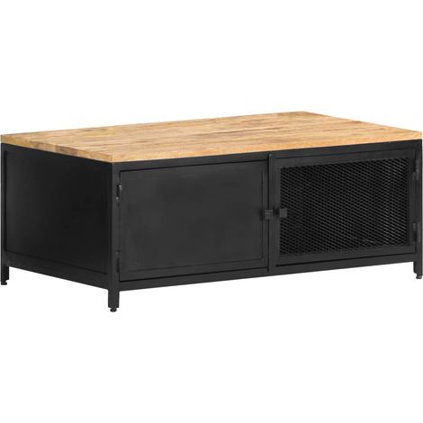 Couchtisch 90x50x37 cm Raues Mango-Massivholz