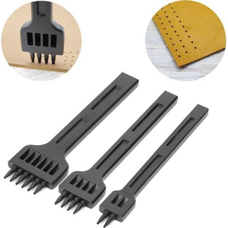 Stahlmeißel mit 2/4/6 Zähnen, DIY-Näh- und Lederhandwerks-Handlochstanzer 4 mm, 3 Stück (1/5)