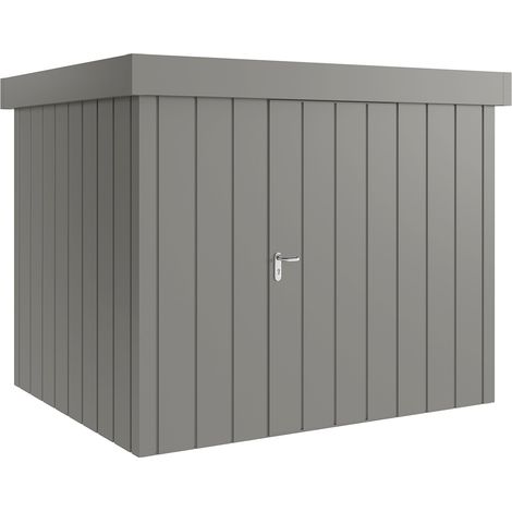 Hörmann Metall-Gerätehaus "Juno" mit Flachdach, JFD9 - Modern, 262 x 214 cm (B x T), graualuminium, 1-flüglige Tür, Anschlag rechts (1/5)