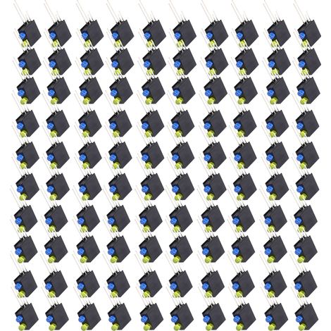 Packung mit 100 90° abgewinkelten LED-Lampenfassungen, Doppelloch, für industrielle Anwendungen: schwarz, gelb, blau. (1/5)